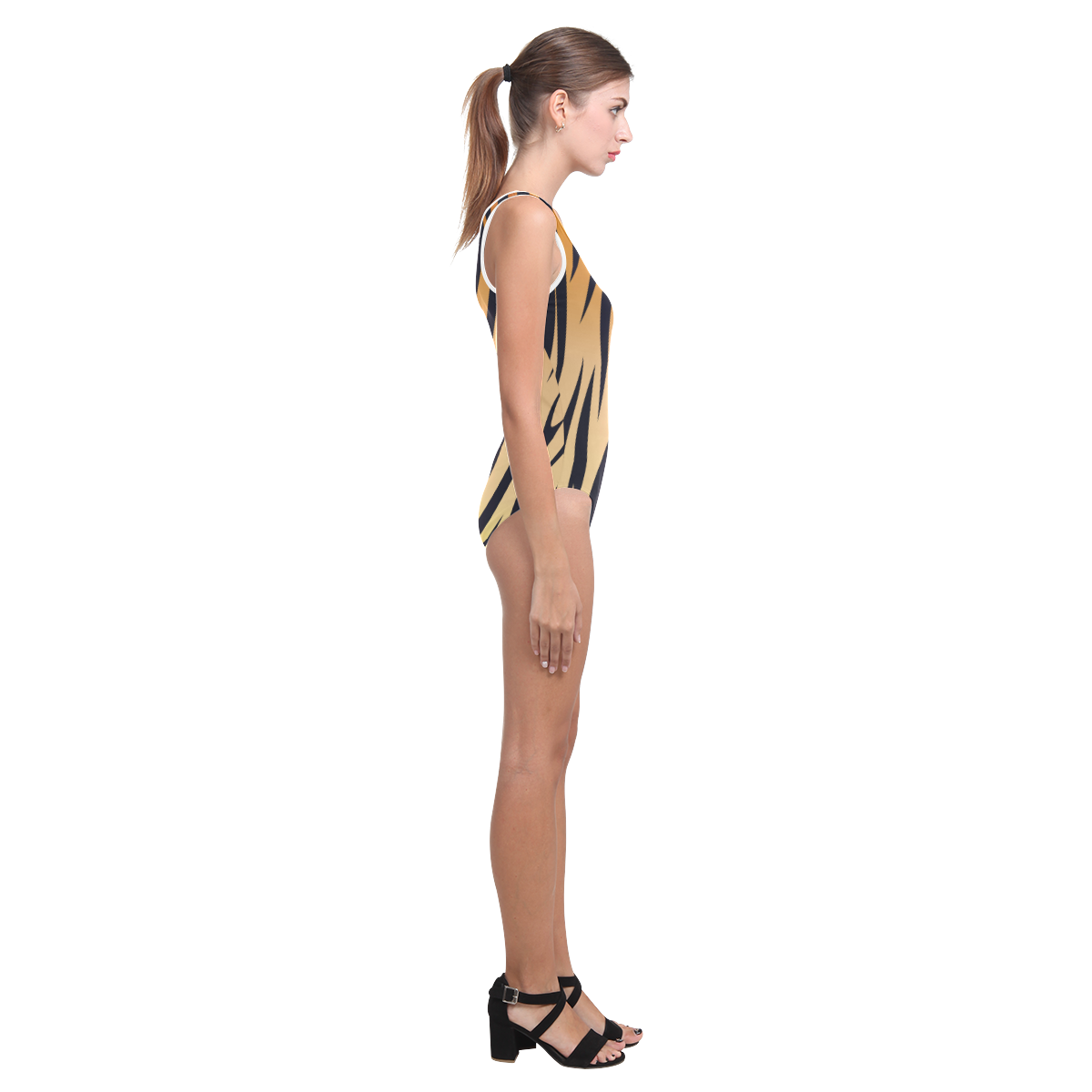 W Tiger Ceramics Decals Vest One Piece Swimsuit (Model S04)