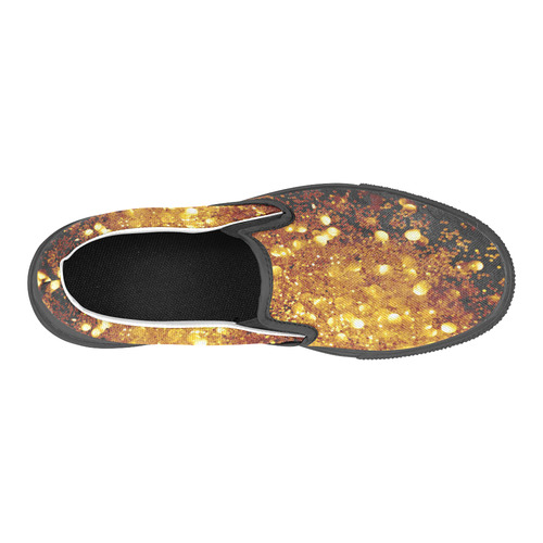 Golden glitter texture with black background Slip-on Canvas Shoes for Kid (Model 019)