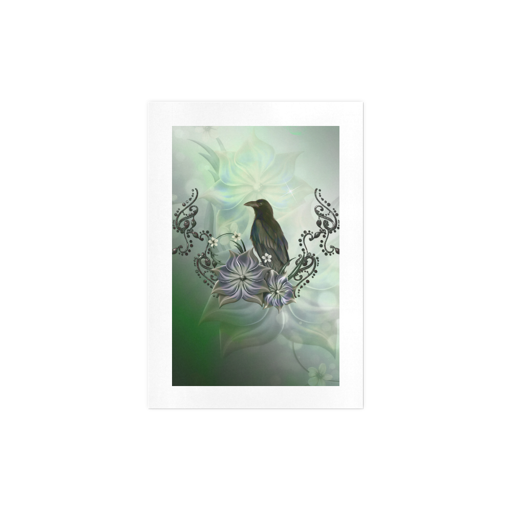 Raven with flowers Art Print 7‘’x10‘’