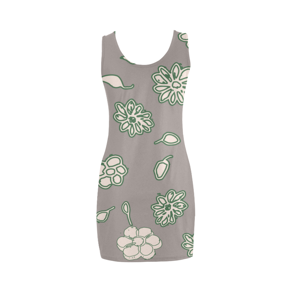 floral gray and green Medea Vest Dress (Model D06)