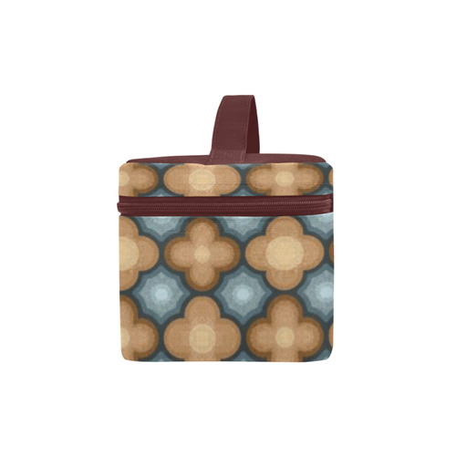 Brown and Blue Pattern Cosmetic Bag/Large (Model 1658)