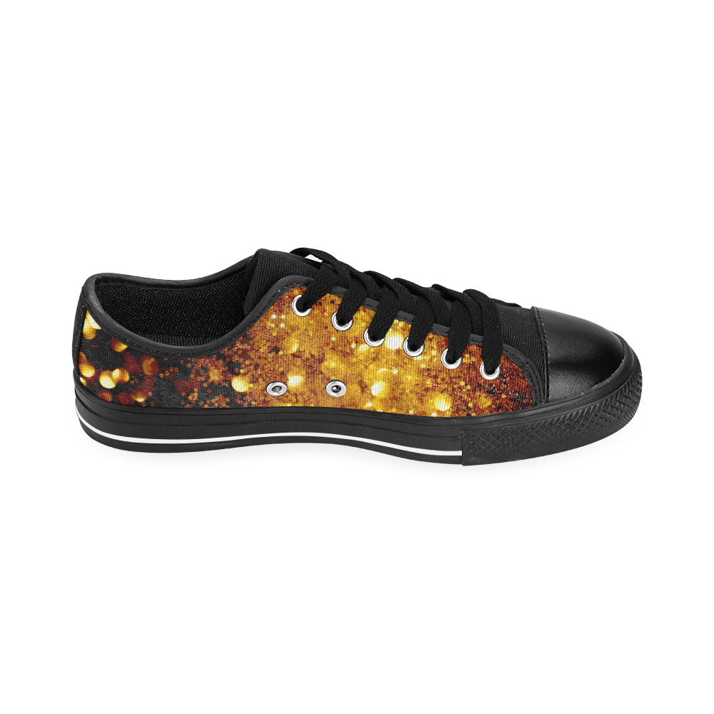 Golden glitter texture with black background Men's Classic Canvas Shoes/Large Size (Model 018)