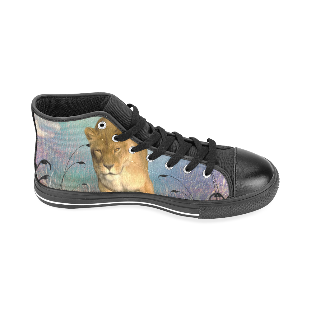 Wonderful lioness Men’s Classic High Top Canvas Shoes /Large Size (Model 017)