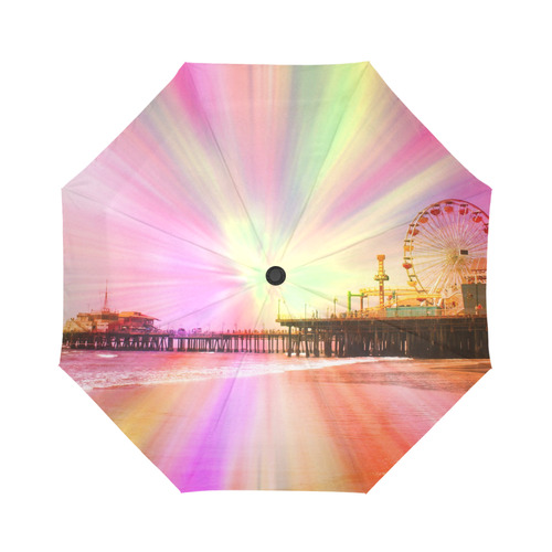 Pink Explosion Santa Monica Pier Auto-Foldable Umbrella (Model U04)
