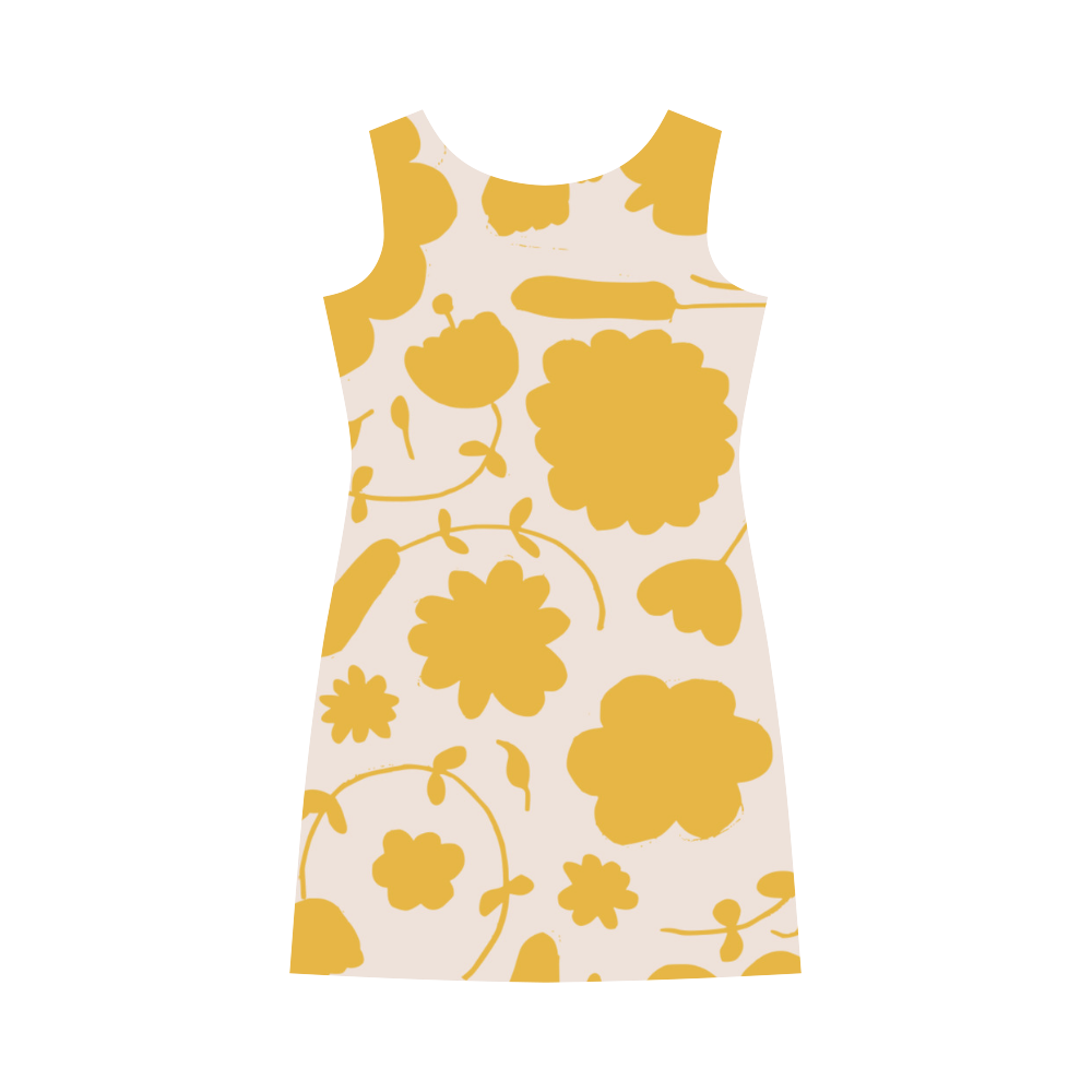 spring flower yellow Round Collar Dress (D22)