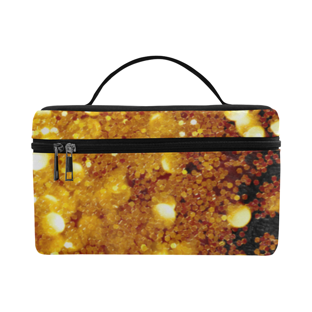 Golden glitter texture with black background Cosmetic Bag/Large (Model 1658)