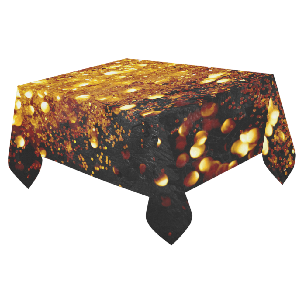 Golden glitter texture with black background Cotton Linen Tablecloth 52"x 70"