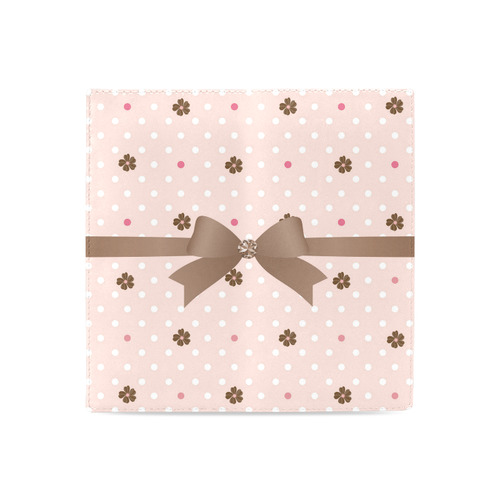 Brown Flowers, Pink White Polka Dots with Brown Bow, Floral Pattern Women's Leather Wallet (Model 1611)