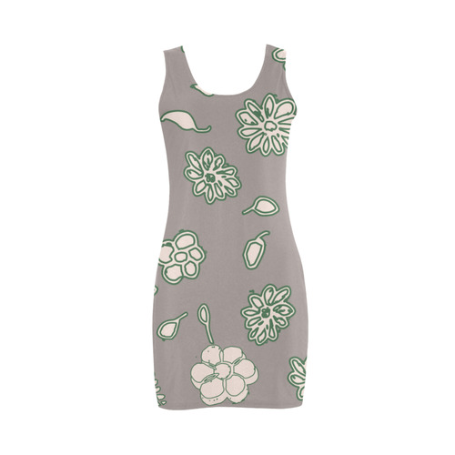floral gray and green Medea Vest Dress (Model D06)