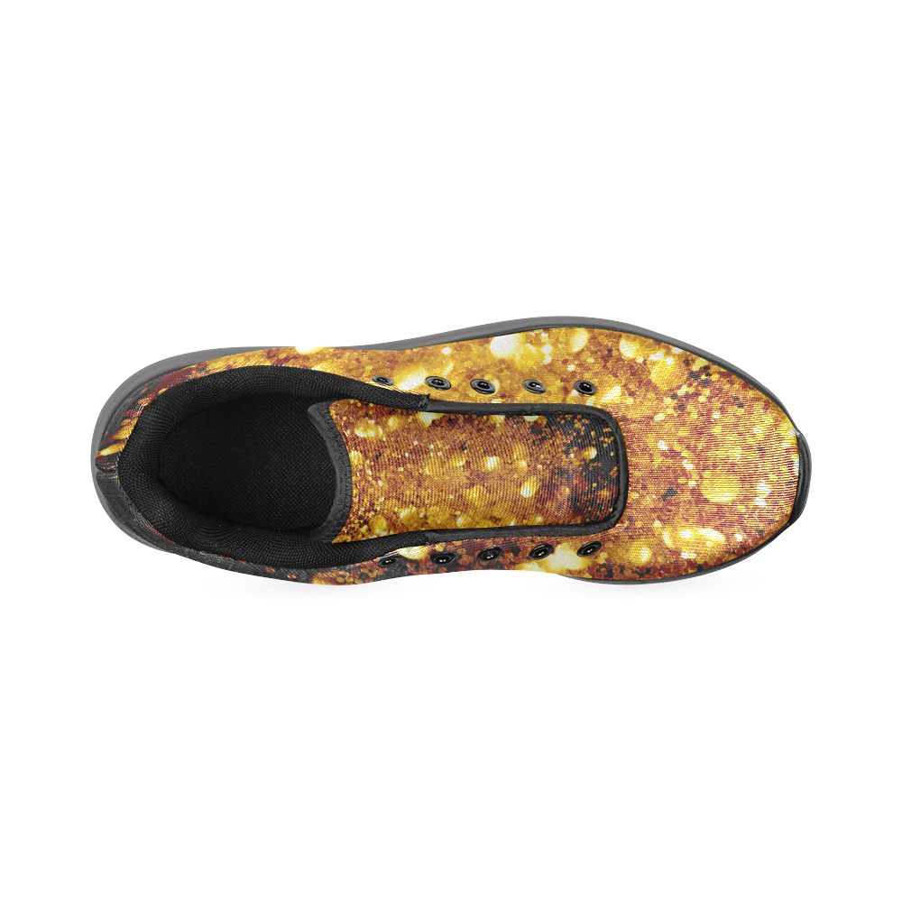 Golden glitter texture with black background Women’s Running Shoes (Model 020)