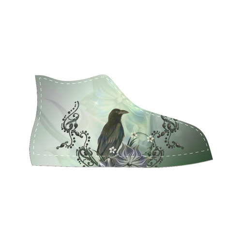 Raven with flowers Men’s Classic High Top Canvas Shoes /Large Size (Model 017)
