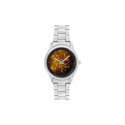 Golden glitter texture with black background Men's Stainless Steel Watch(Model 104)