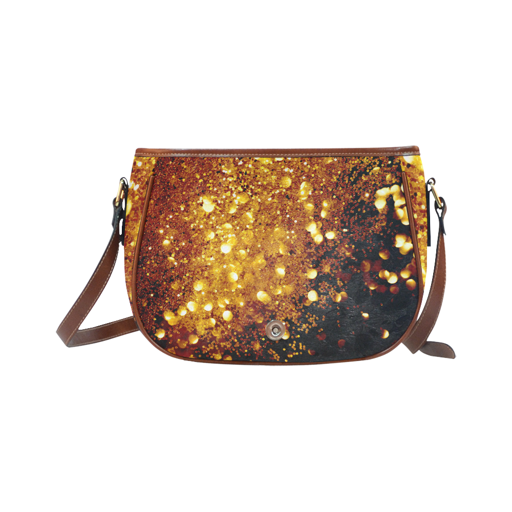 Golden glitter texture with black background Saddle Bag/Small (Model 1649) Full Customization