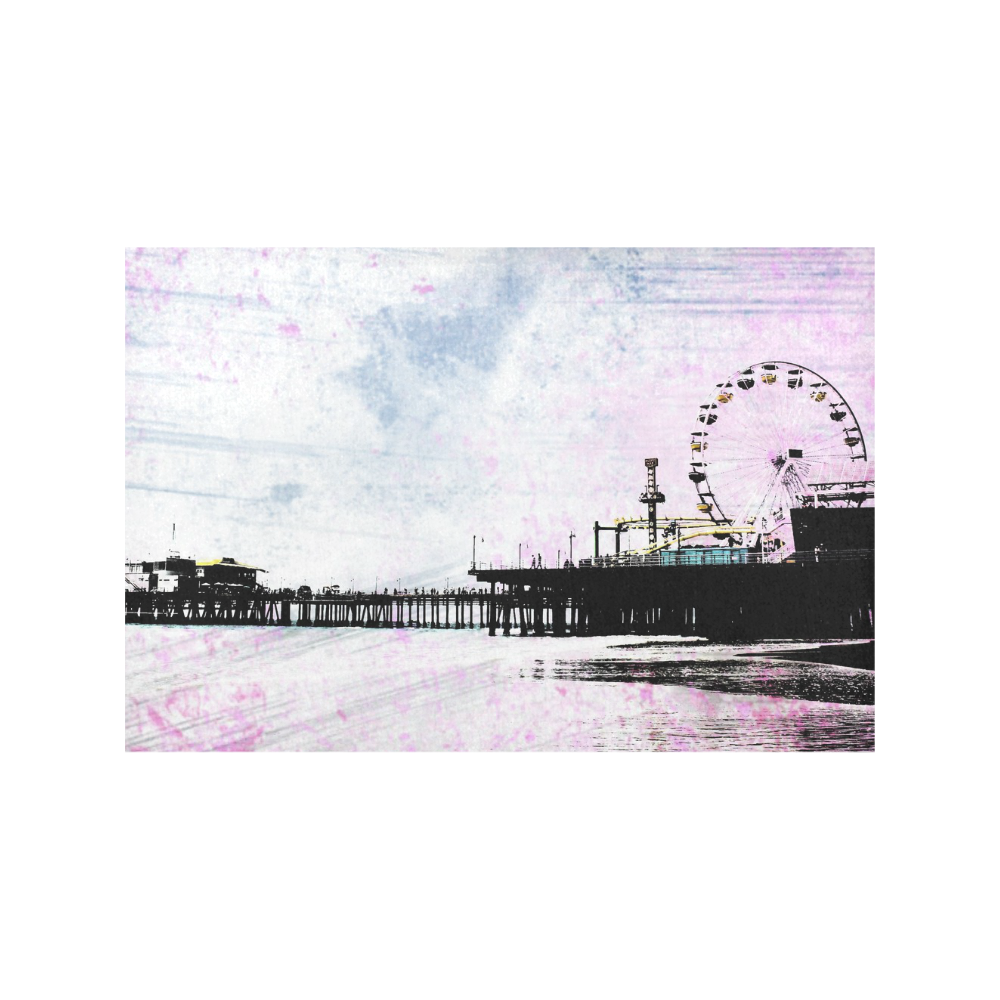 Pink Grunge Santa Monica Pier Placemat 12’’ x 18’’ (Set of 6)