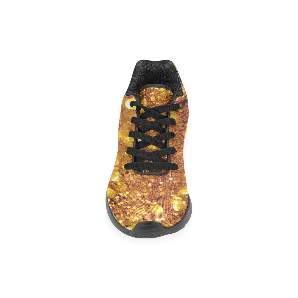 Golden glitter texture with black background Women’s Running Shoes (Model 020)