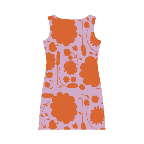 spring flower orange Round Collar Dress (D22)