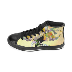 Toucan with flowers High Top Canvas Women's Shoes/Large Size (Model 017)