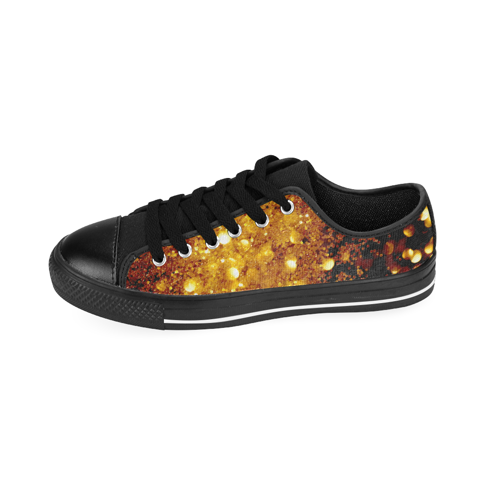 Golden glitter texture with black background Men's Classic Canvas Shoes/Large Size (Model 018)