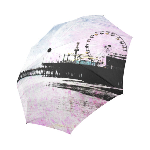 Pink Grunge Santa Monica Pier Auto-Foldable Umbrella (Model U04)