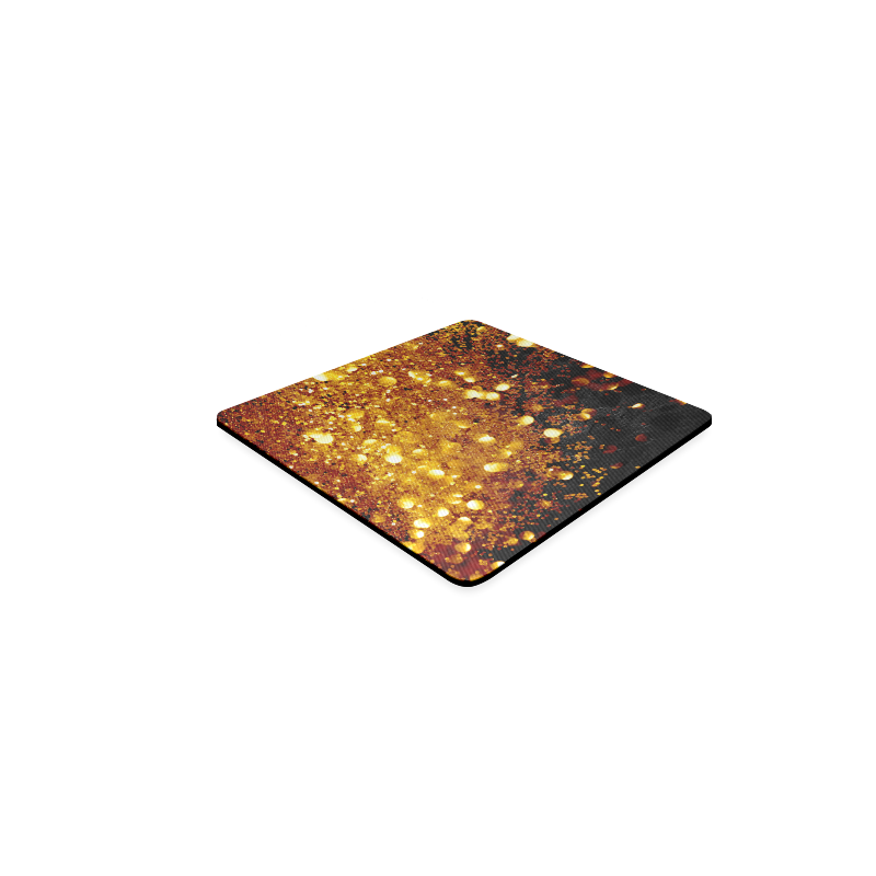 Golden glitter texture with black background Square Coaster