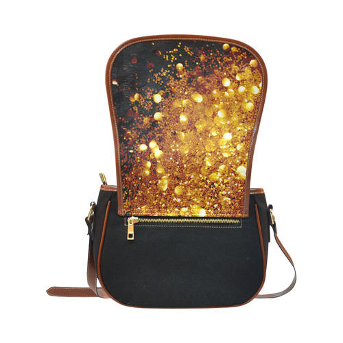 Golden glitter texture with black background Saddle Bag/Small (Model 1649)(Flap Customization)