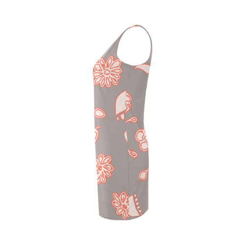 floral gray and red Medea Vest Dress (Model D06)