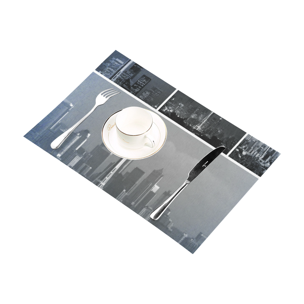 Grey Seattle Space Needle Collage Placemat 12’’ x 18’’ (Set of 6)