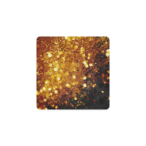 Golden glitter texture with black background Square Coaster