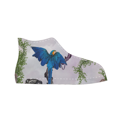 Awesome parrot High Top Canvas Women's Shoes/Large Size (Model 017)