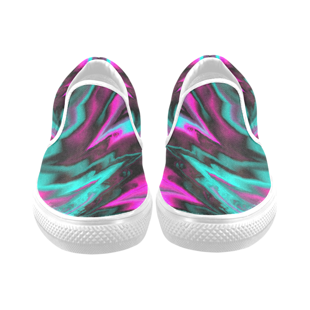 fractal waves A by JamColors Women's Unusual Slip-on Canvas Shoes (Model 019)