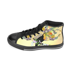 Toucan with flowers Men’s Classic High Top Canvas Shoes /Large Size (Model 017)