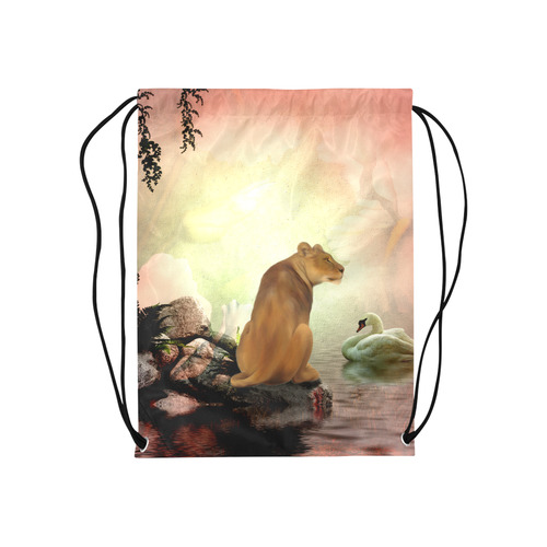 Awesome lioness in a fantasy world Medium Drawstring Bag Model 1604 (Twin Sides) 13.8"(W) * 18.1"(H)