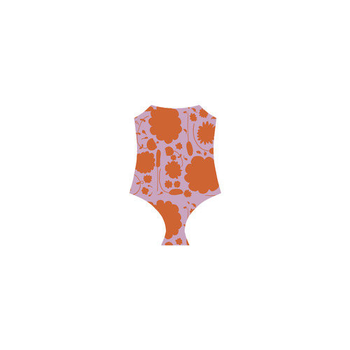 spring flower orange Strap Swimsuit ( Model S05)