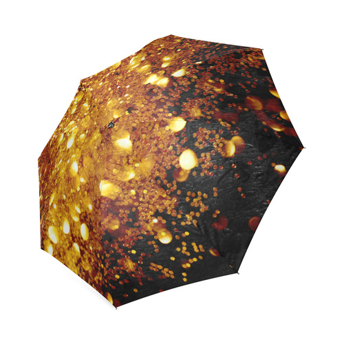 Golden glitter texture with black background Foldable Umbrella (Model U01)