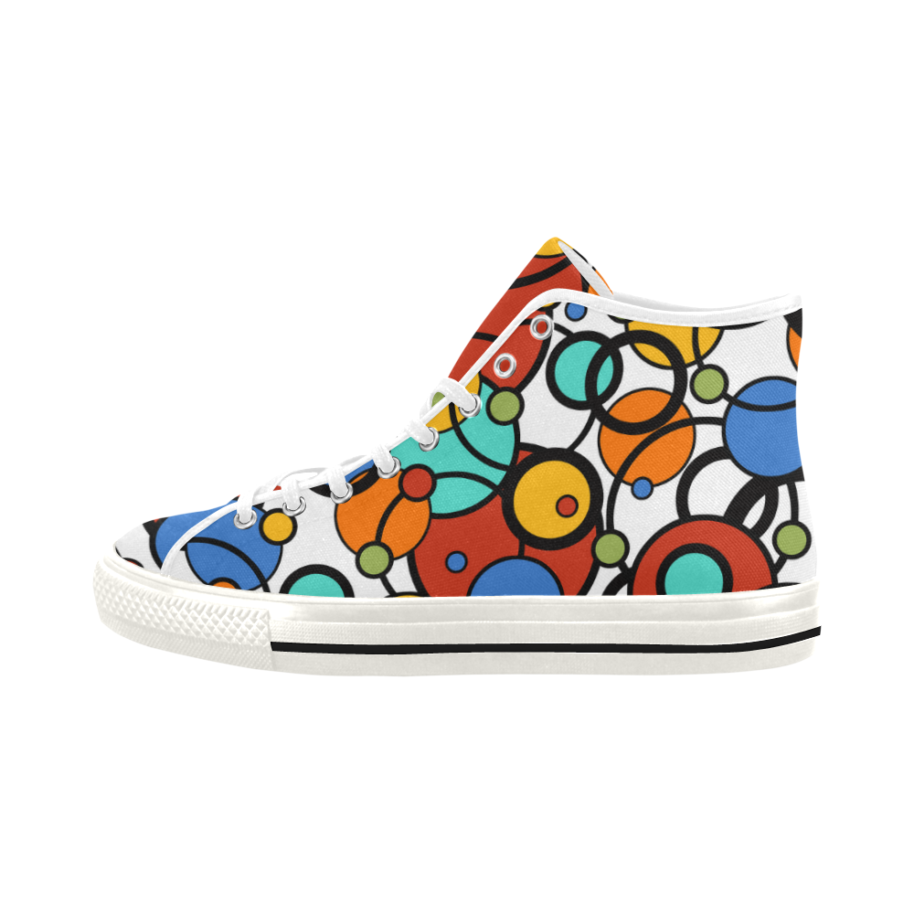 Pop Art Dot Colorful Art Print Hi Top Sneakers by Juleez Vancouver H Women's Canvas Shoes (1013-1)