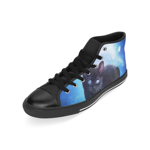 Cute little back kitten Men’s Classic High Top Canvas Shoes /Large Size (Model 017)