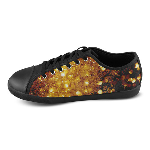 Golden glitter texture with black background Canvas Shoes for Women/Large Size (Model 016)