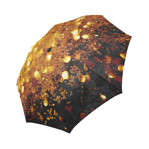 Golden glitter texture with black background Auto-Foldable Umbrella (Model U04)