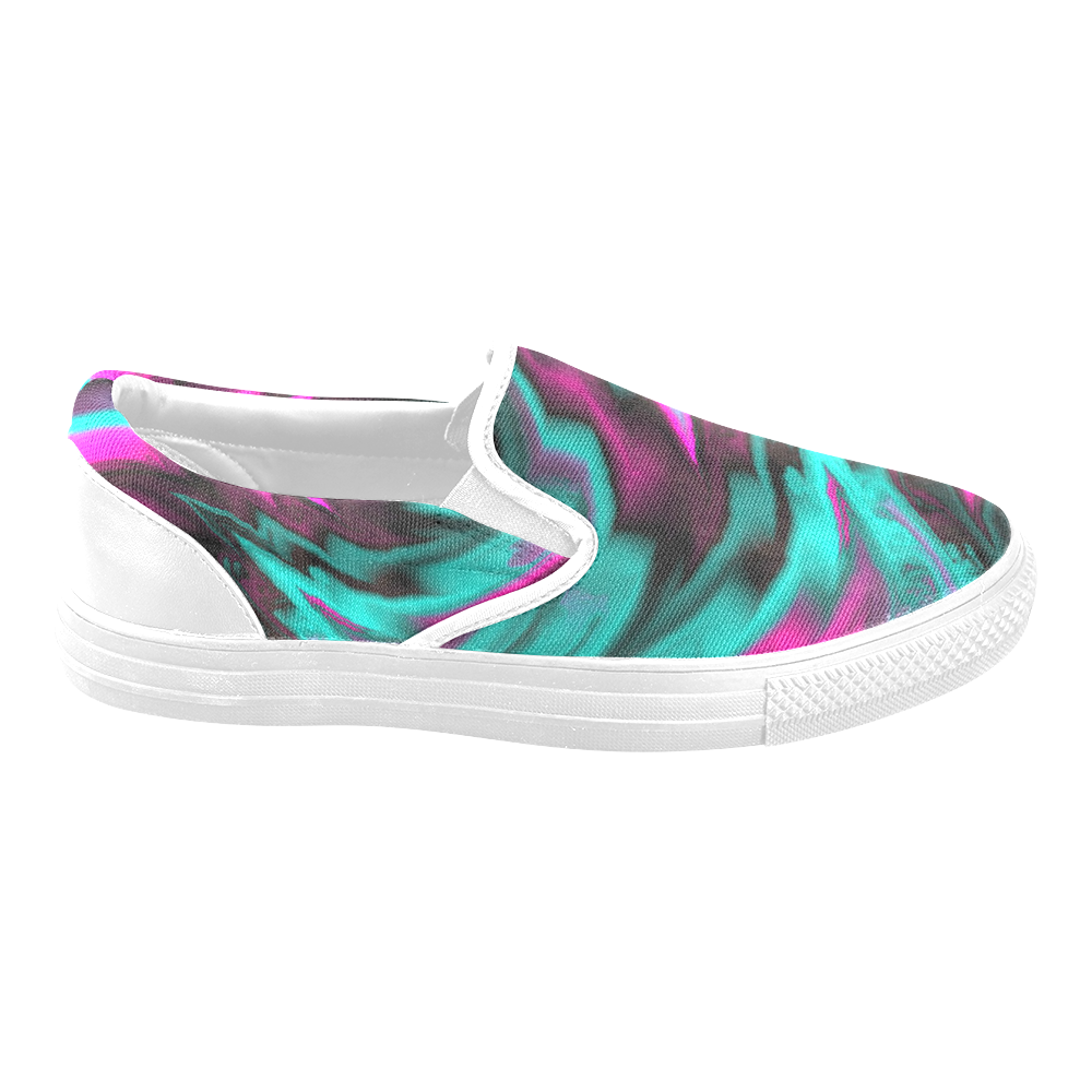 fractal waves A by JamColors Women's Unusual Slip-on Canvas Shoes (Model 019)