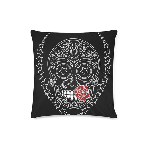 Sugar Skull Red Rose Custom Zippered Pillow Case 16"x16"(Twin Sides)