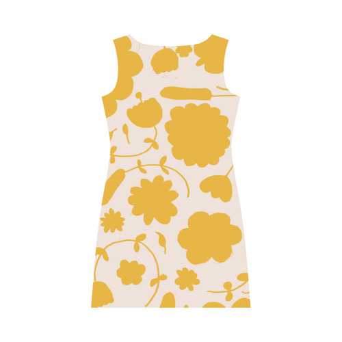 spring flower yellow Round Collar Dress (D22)