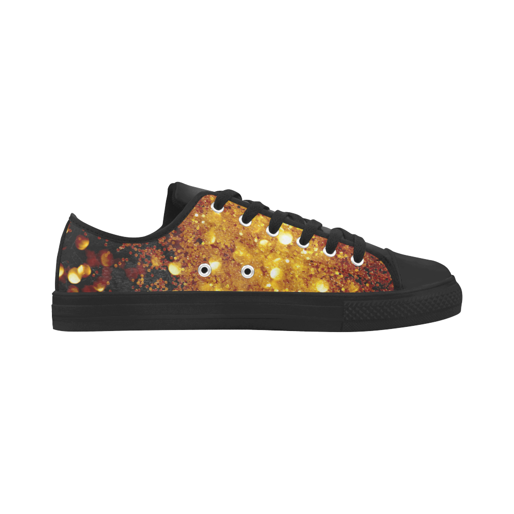 Golden glitter texture with black background Aquila Microfiber Leather Men's Shoes (Model 031)