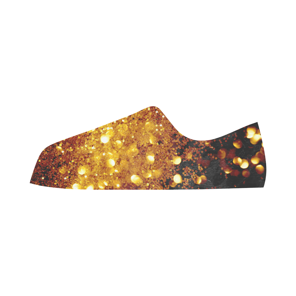 Golden glitter texture with black background Aquila Microfiber Leather Women's Shoes/Large Size (Model 031)
