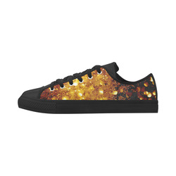 Golden glitter texture with black background Microfiber Leather Men's Shoes/Large Size (Model 031)