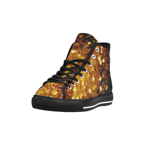 Golden glitter texture with black background Vancouver H Women's Canvas Shoes (1013-1)