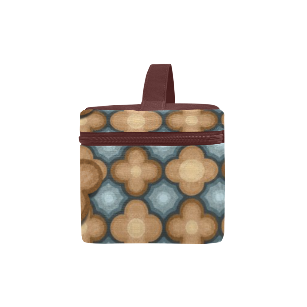Brown and Blue Flowers Cosmetic Bag/Large (Model 1658)