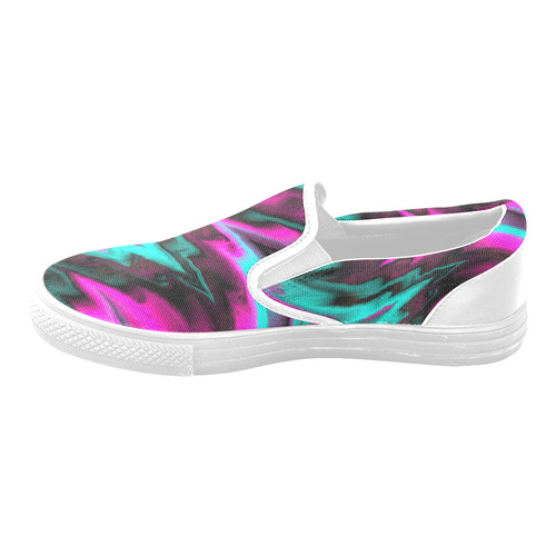 fractal waves A by JamColors Women's Unusual Slip-on Canvas Shoes (Model 019)