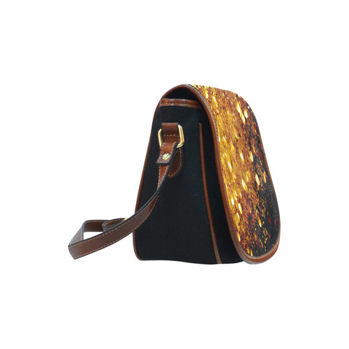 Golden glitter texture with black background Saddle Bag/Small (Model 1649)(Flap Customization)
