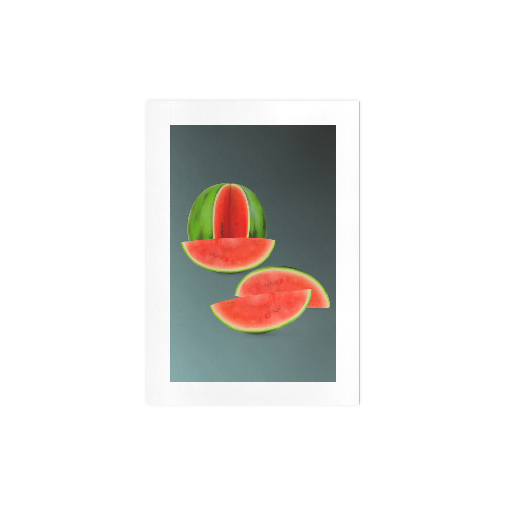 Watercolor Watermelon, red green and sweet Art Print 7‘’x10‘’