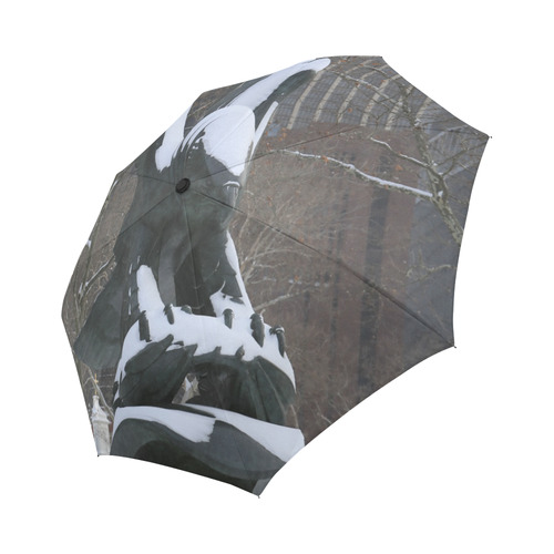 NYC Snowy Winter Eagle Statue Auto-Foldable Umbrella (Model U04)